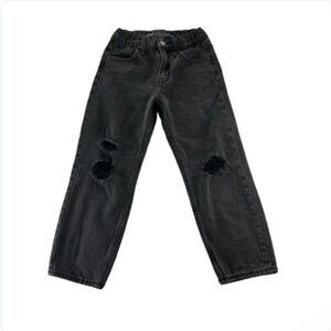 Old Navy Kids 8 High Rise Slouchy Straight Black Distressed Jeans 100% Cotton